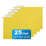 YNXPTBNC 25 Packs Hanging File Folders 1/5-cut Tab Letter Size Yellow