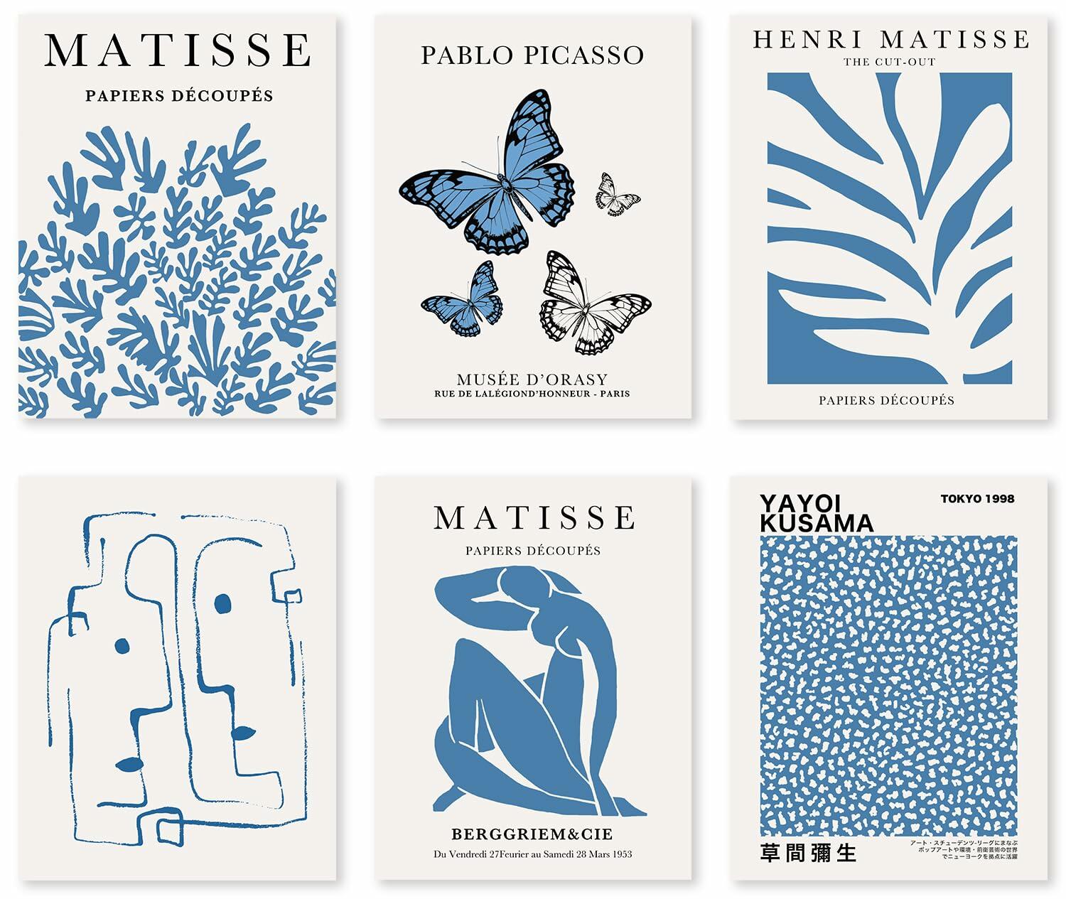 Crocothemis Abstract Matisse Wall Art Poster 8x10 Inch Dodger Blue