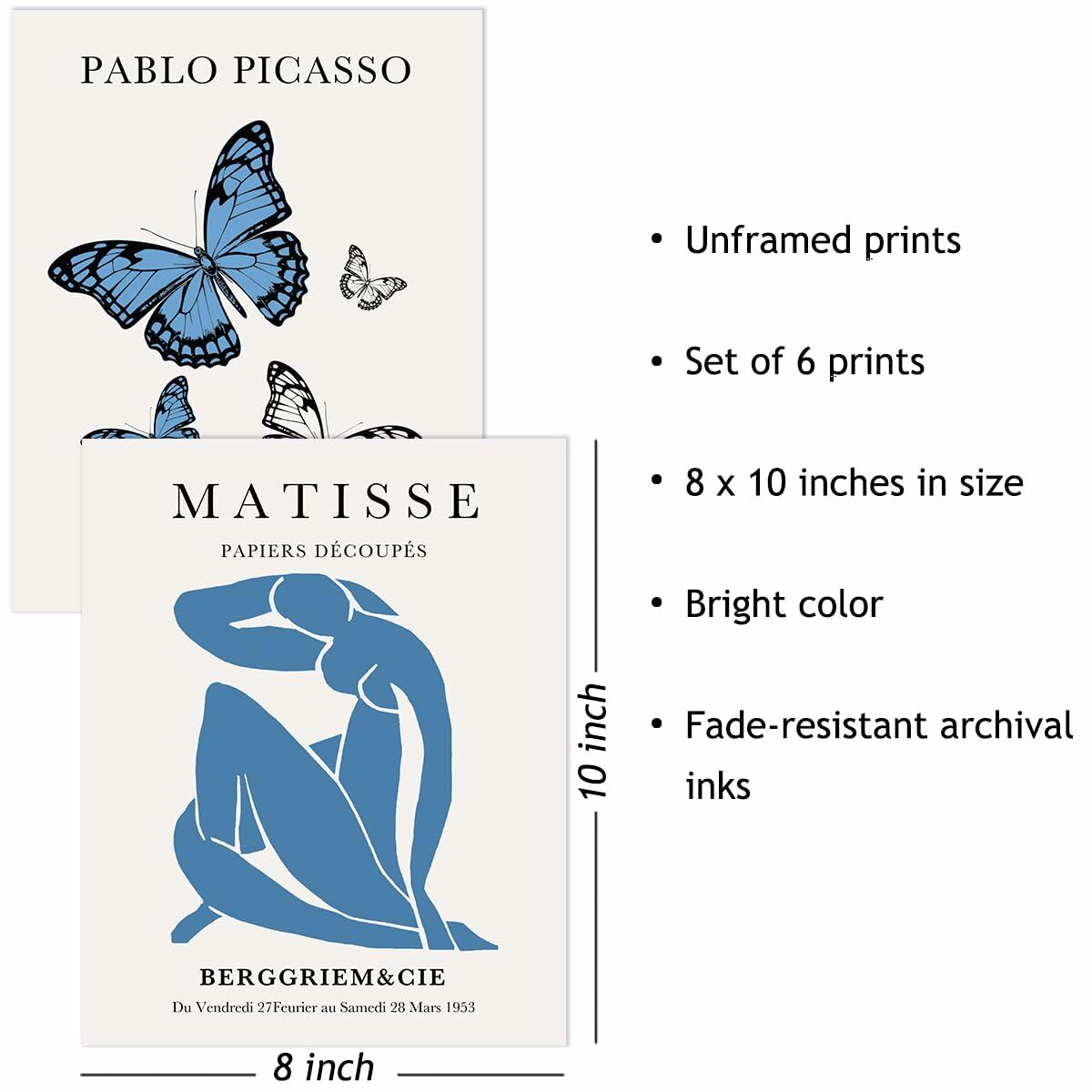 Crocothemis Abstract Matisse Wall Art Poster 8x10 Inch Dodger Blue