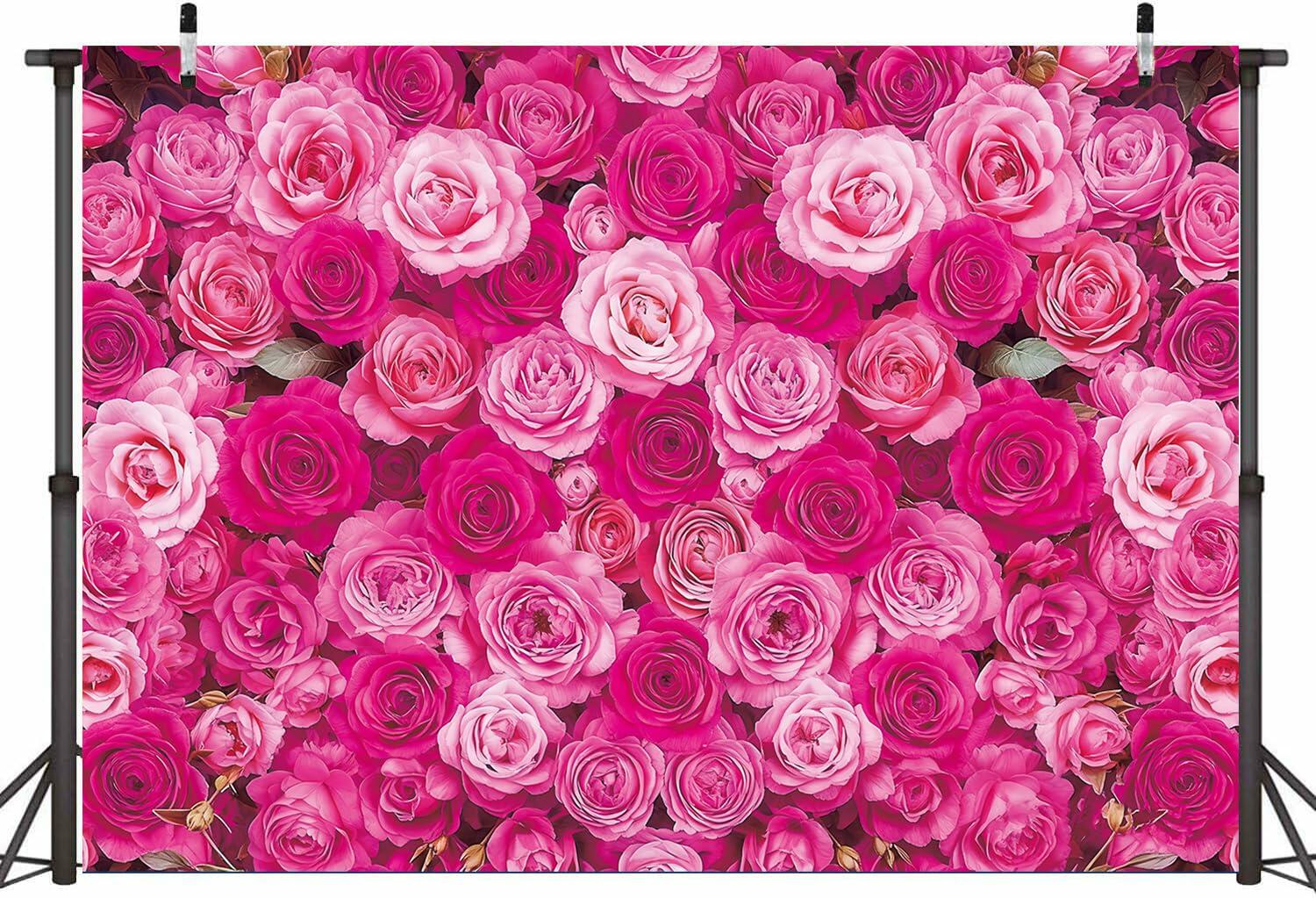 CINRAY Pink Rose Flowers Backdrop 7x5FT Floral Photography Background