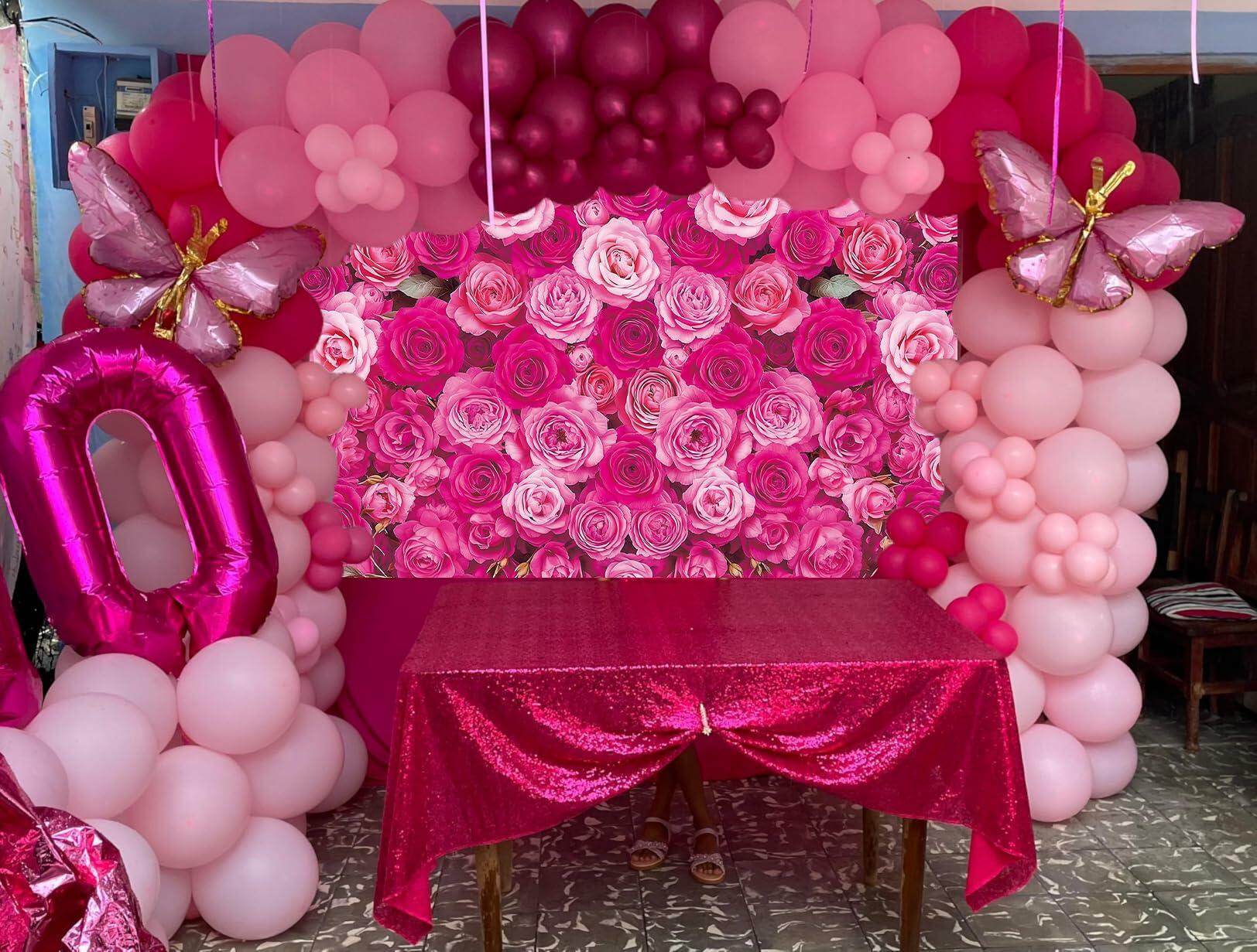 CINRAY Pink Rose Flowers Backdrop 7x5FT Floral Photography Background