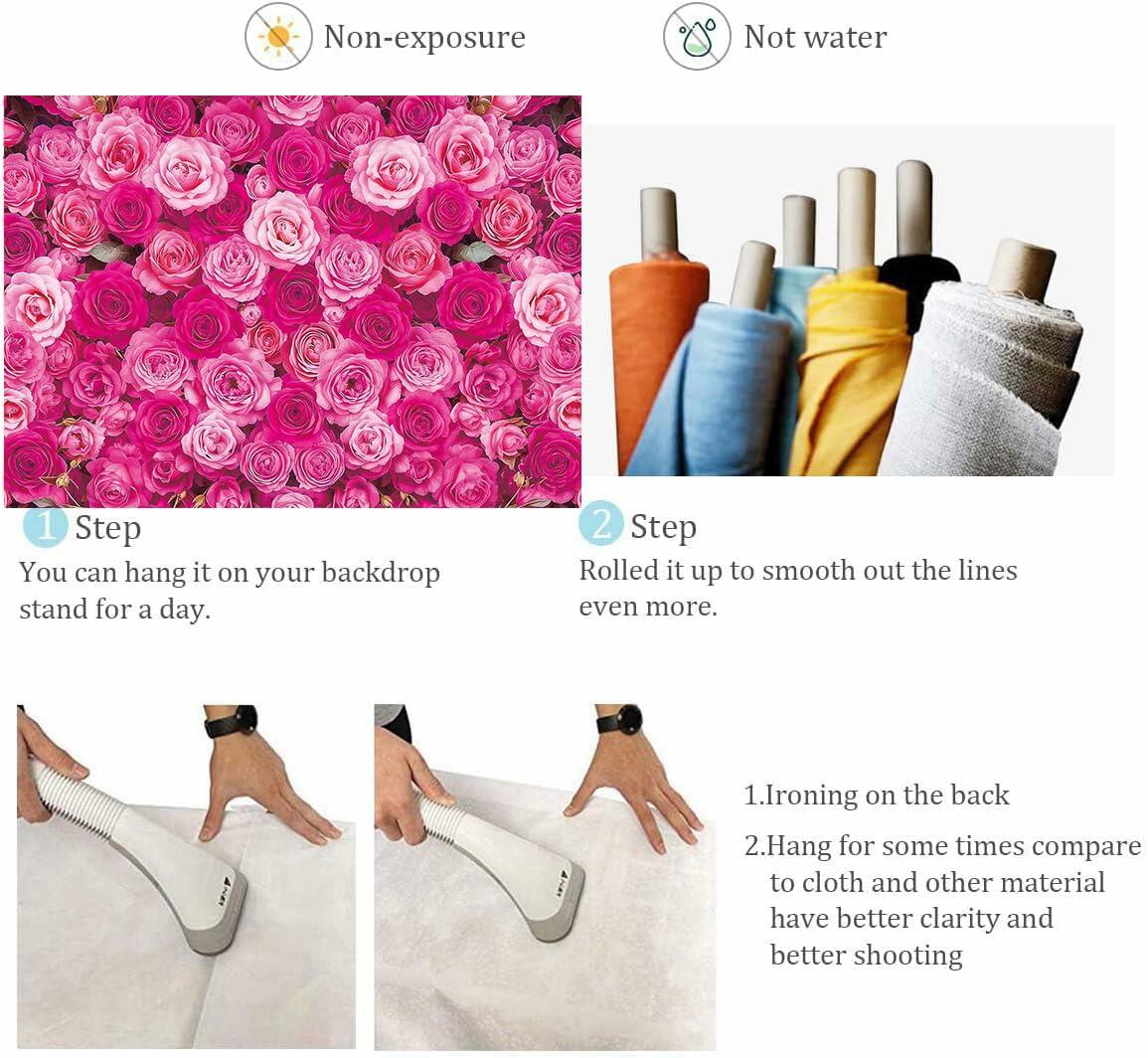 CINRAY Pink Rose Flowers Backdrop 7x5FT Floral Photography Background