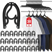 Besslly 30 Pcs Travel Hangers Foldable Plastic Organizer Black