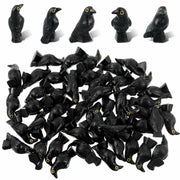 Tucnoeu 50 Pcs Mini Resin Crow Figurines Black Halloween Decor