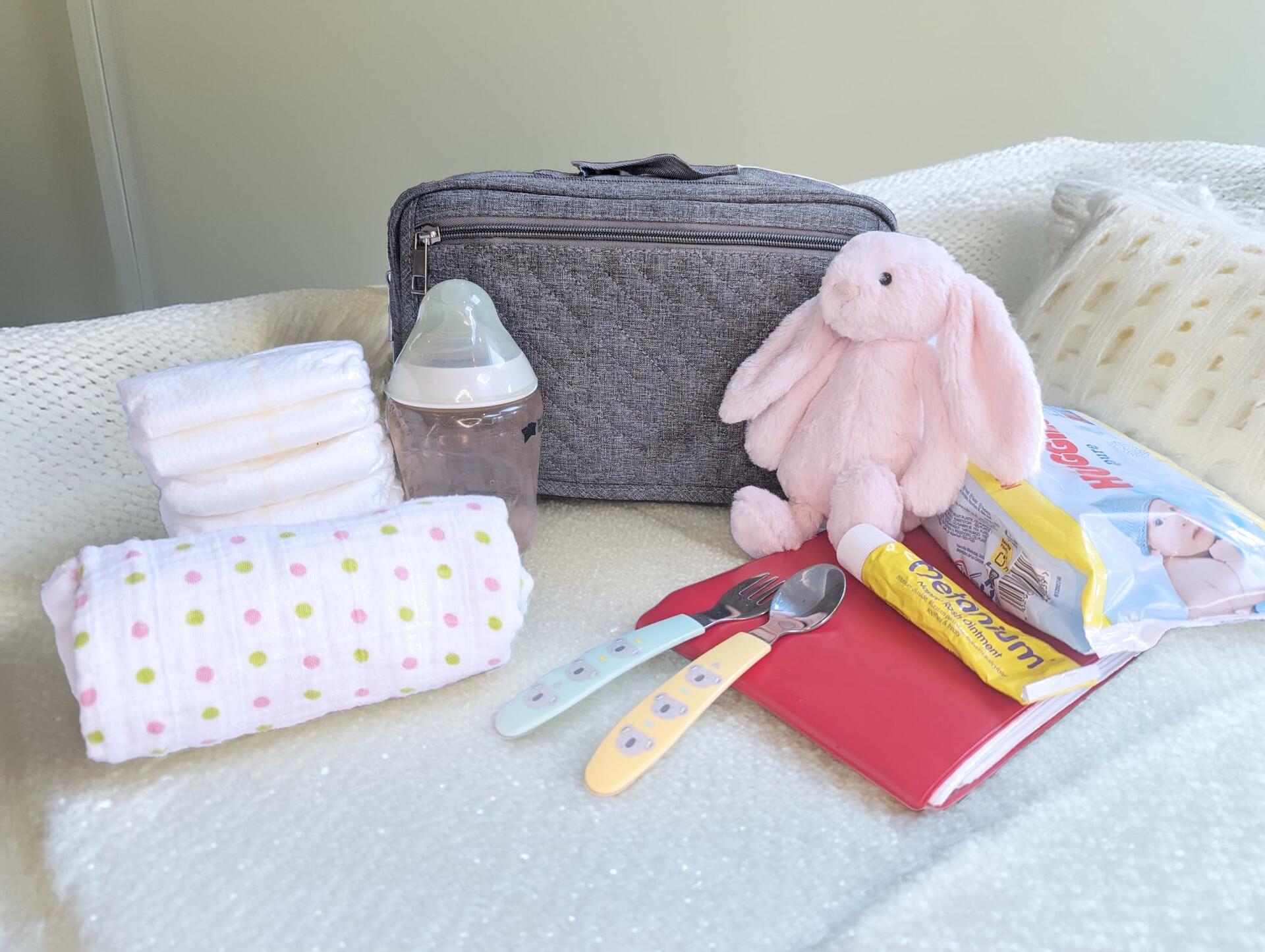 Generic Small Grey Baby Changing Bag Change Mat Travel Crossbody Nappy Bag Small
