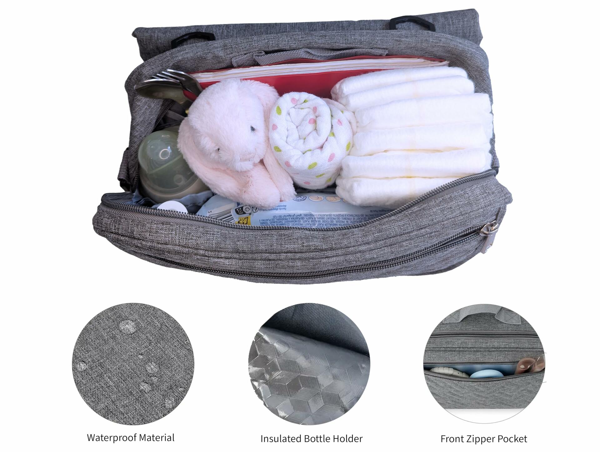 Generic Small Grey Baby Changing Bag Change Mat Travel Crossbody Nappy Bag Small