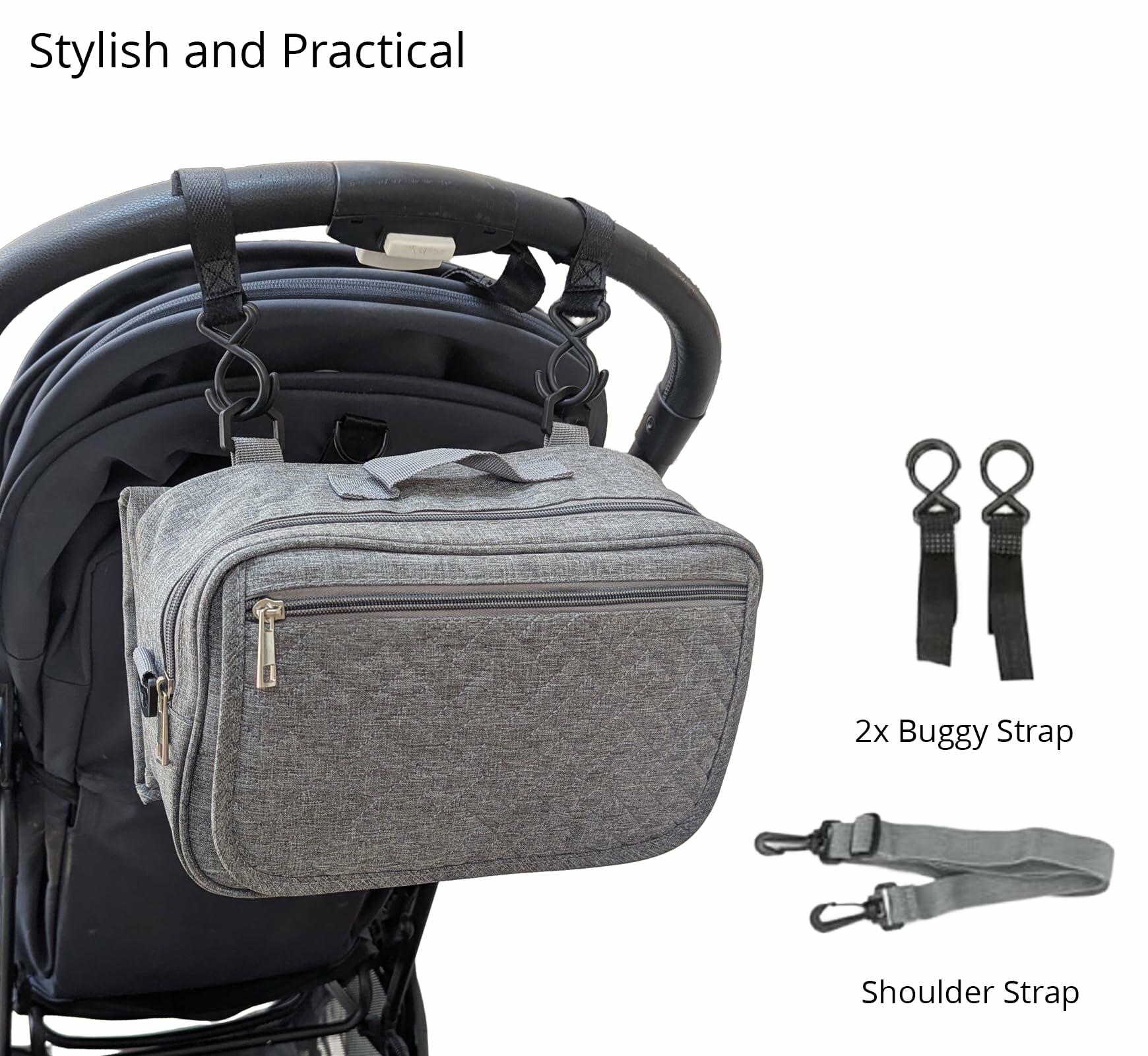 Generic Small Grey Baby Changing Bag Change Mat Travel Crossbody Nappy Bag Small