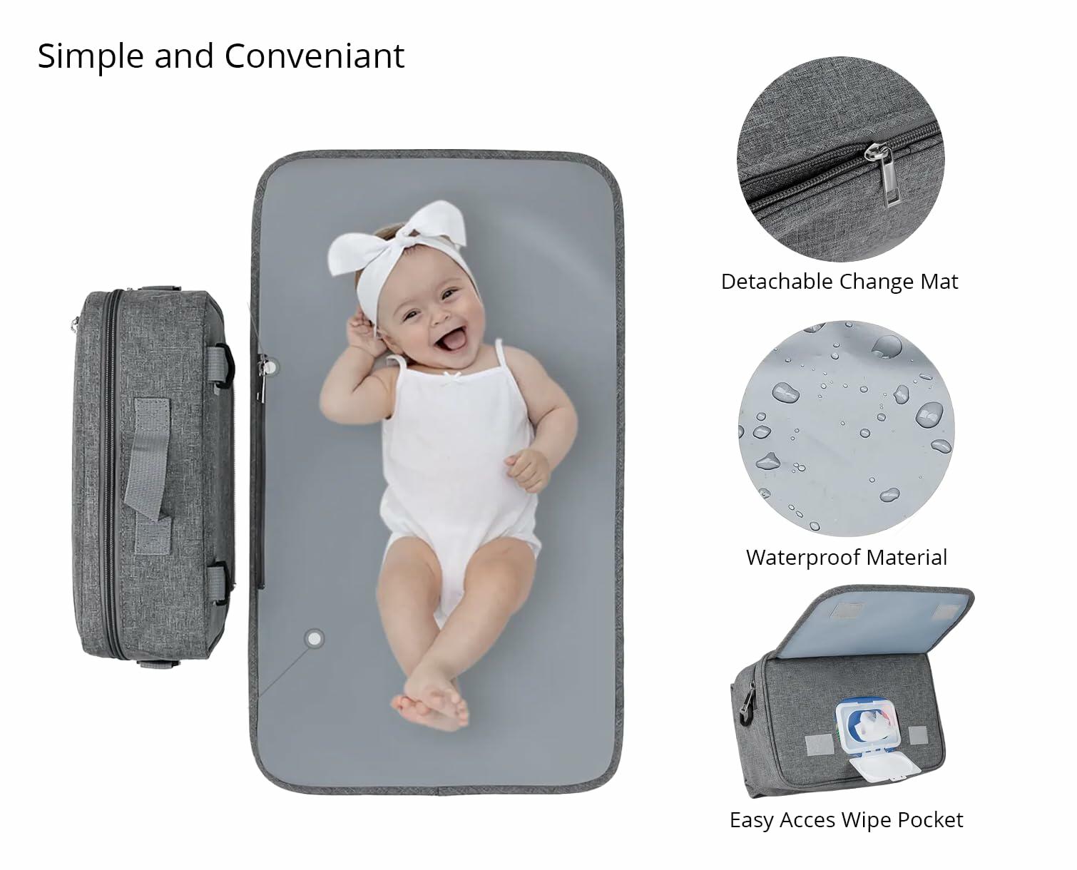 Generic Small Grey Baby Changing Bag Change Mat Travel Crossbody Nappy Bag Small