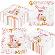 GREHUMOR Spooky One Birthday Napkin Pink Halloween Girl 1st Birthday
