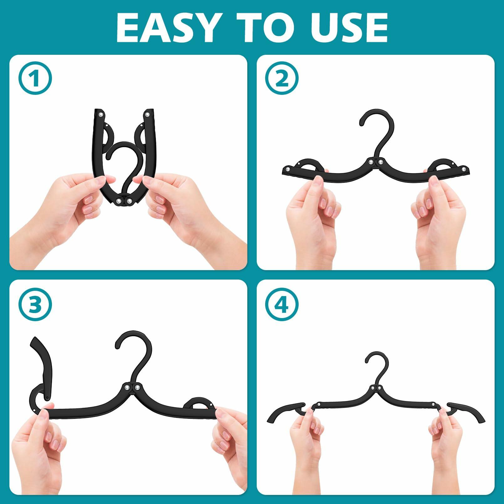 Besslly 30 Pcs Travel Hangers Foldable Plastic Organizer Black