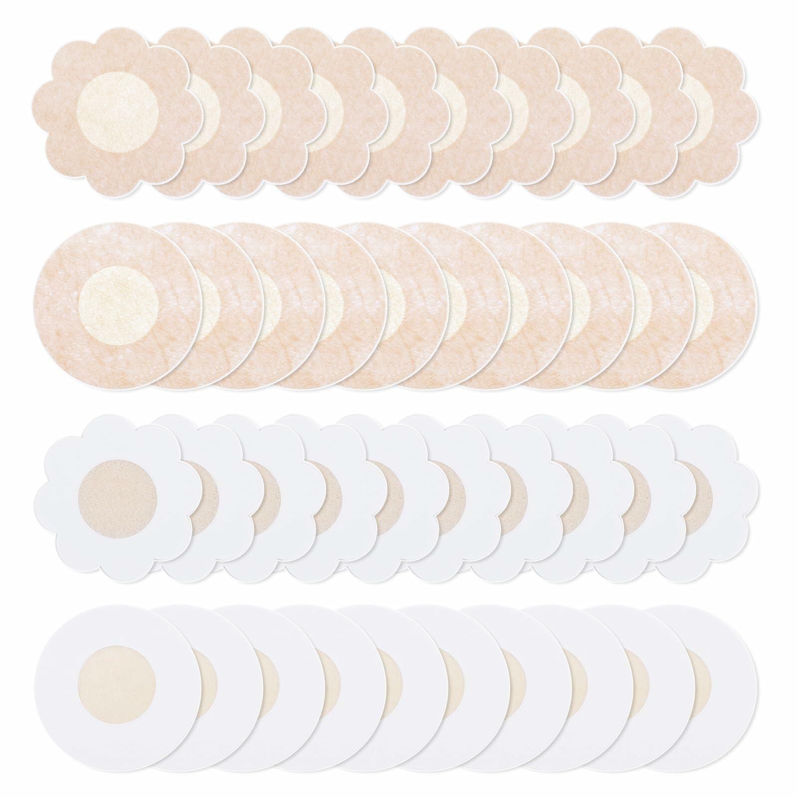 Apausvcm 40 Pcs Nipple Covers Reusable Invisible Breast Lift Pasties Beige
