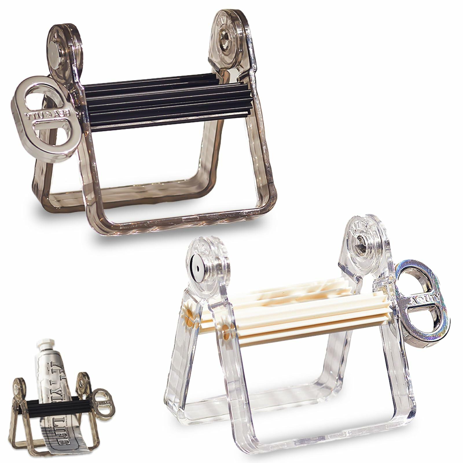 2-Pack Plastic Tube Squeezer Roller for Paint Toothpaste Hair Color Black White