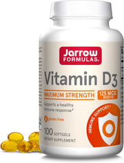 BestBy03/26 Jarrow Formulas Vitamin D3 5000 IU 100 Softgels Multi-Pack