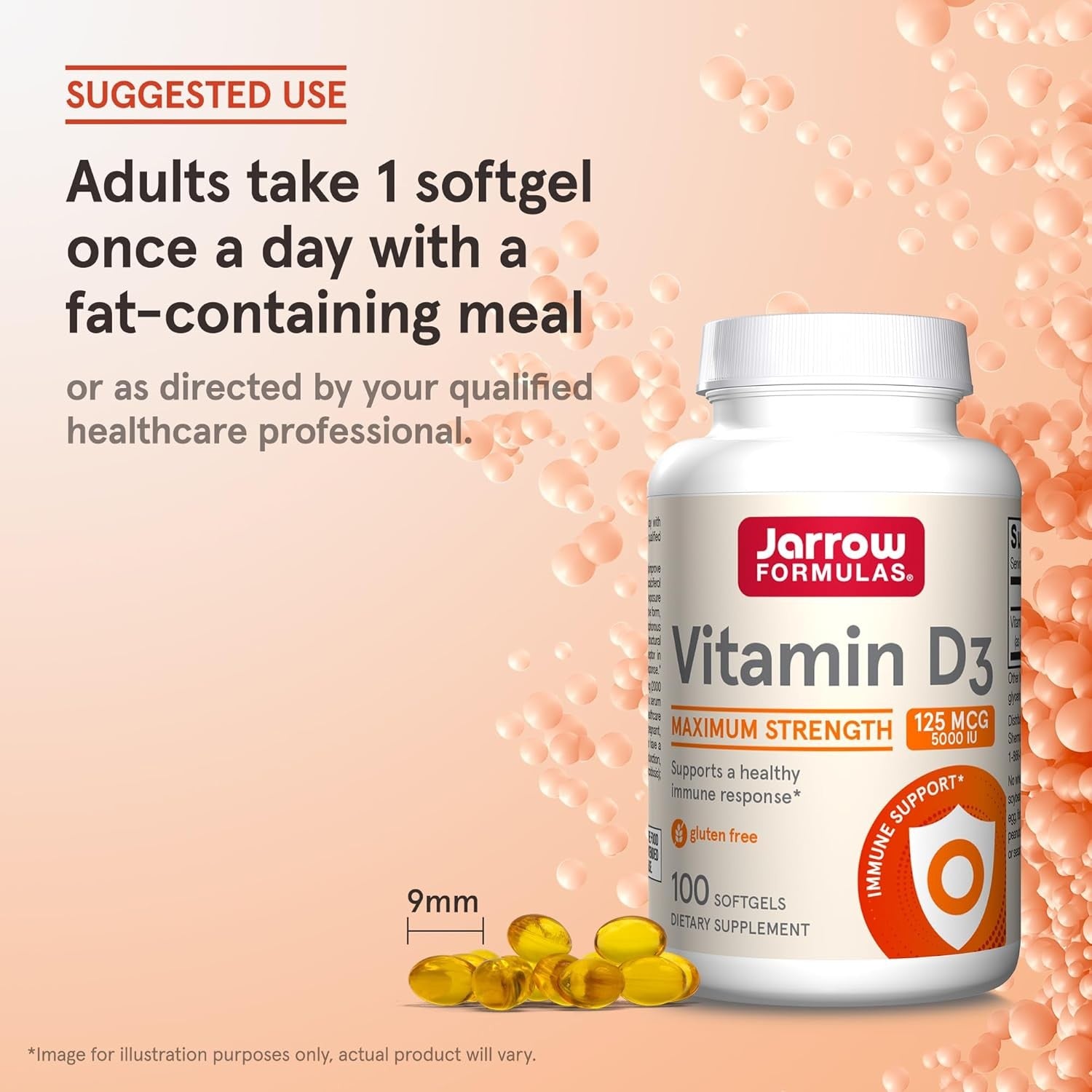 BestBy03/26 Jarrow Formulas Vitamin D3 5000 IU 100 Softgels Multi-Pack