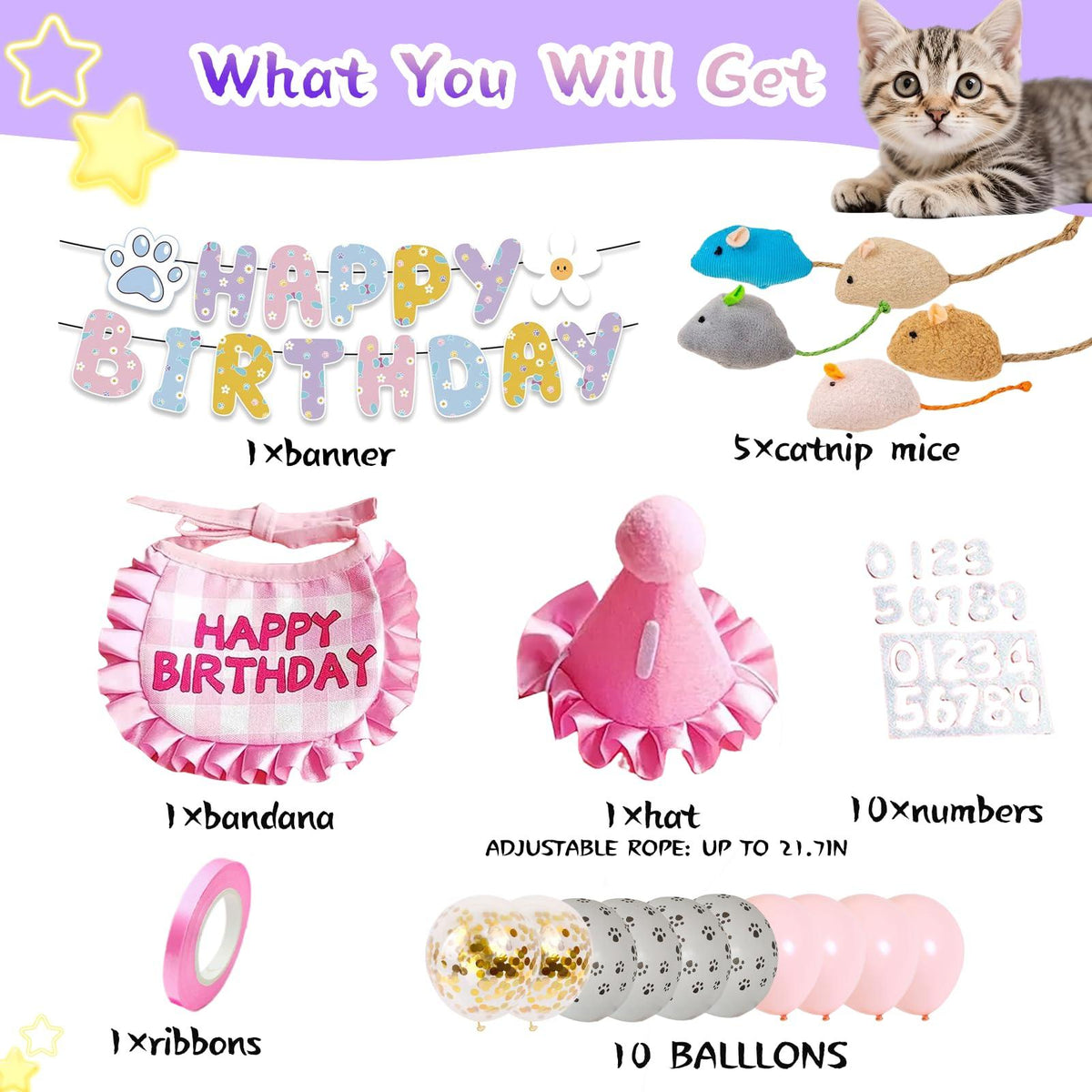 DFQ Pink Cat Birthday Party Kit