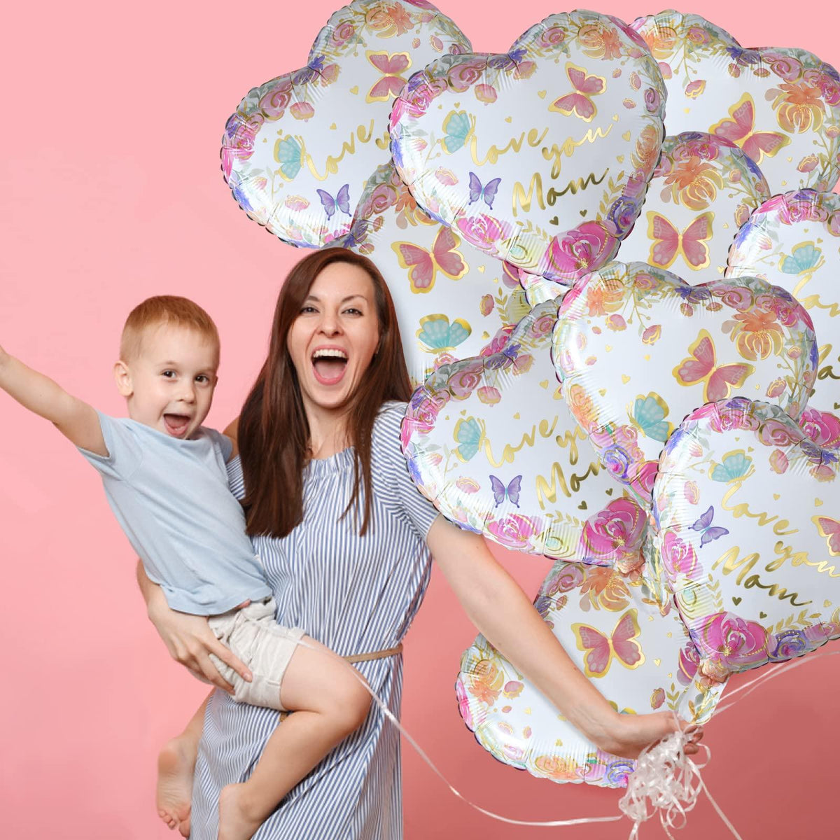 Gatherfun Mother's Day Balloon Set, 10-Pack Floral Hearts