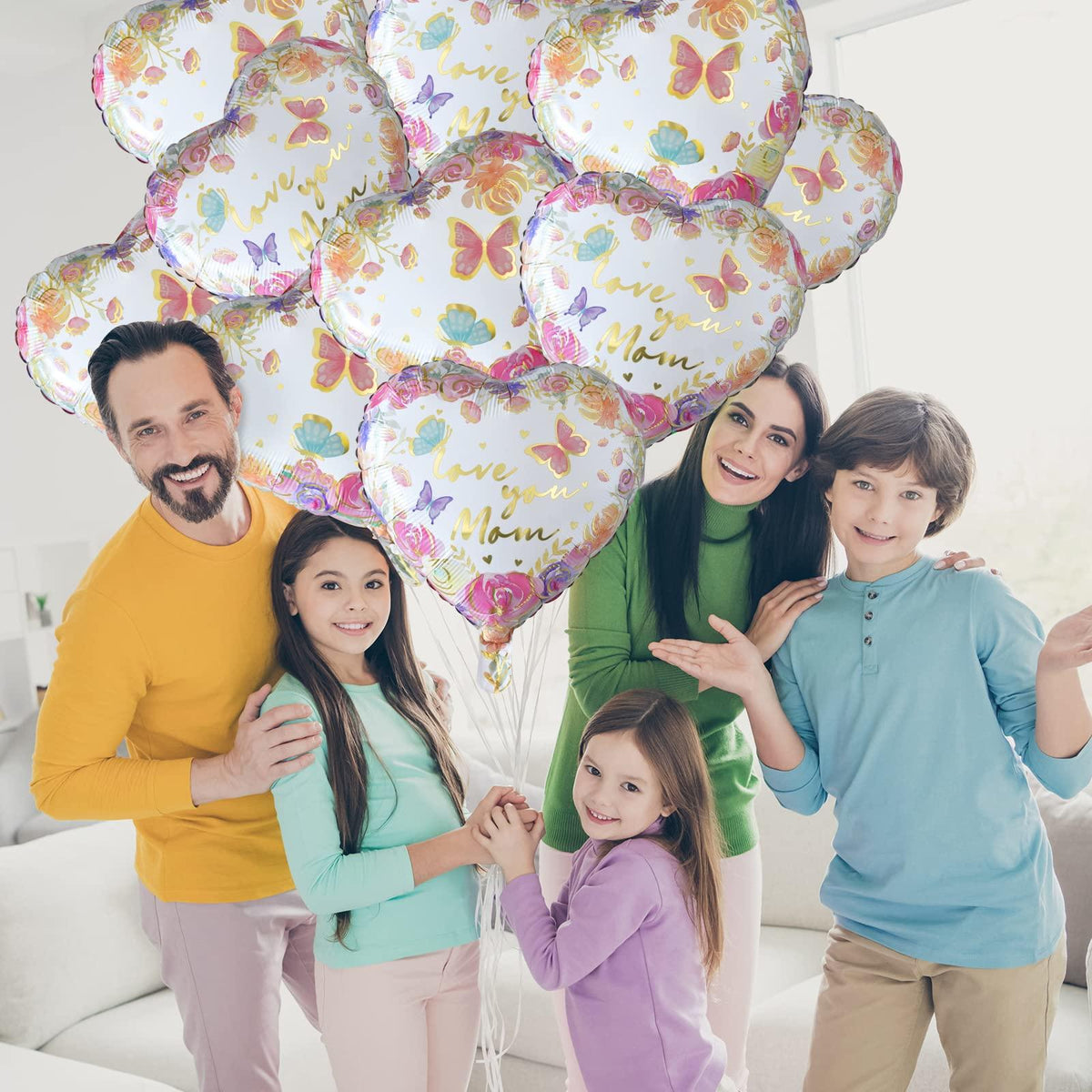 Gatherfun Mother's Day Balloon Set, 10-Pack Floral Hearts