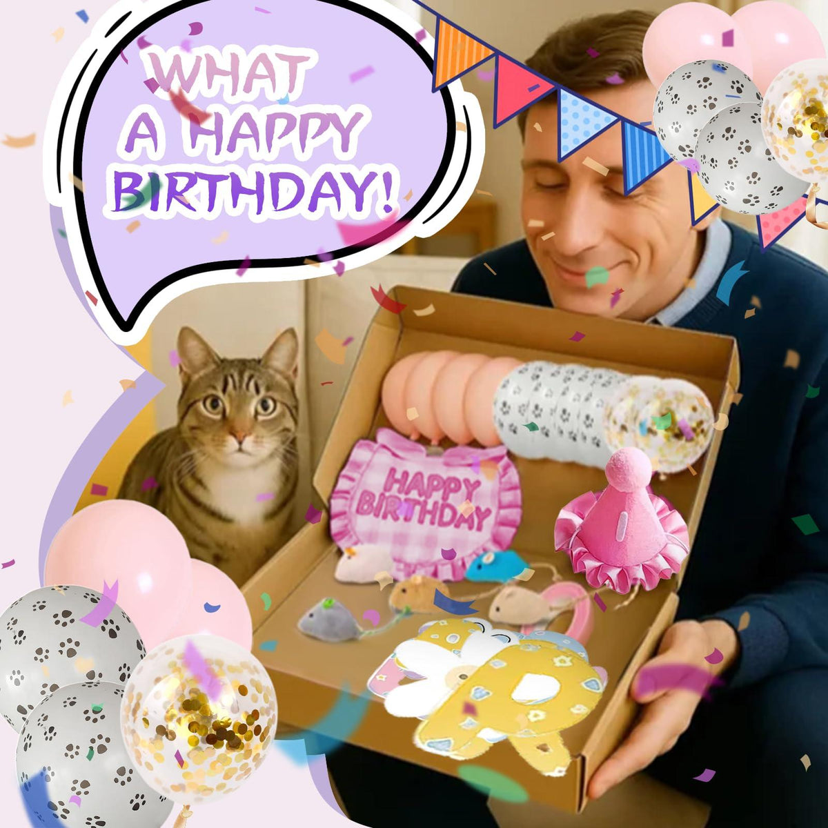 DFQ Pink Cat Birthday Party Kit