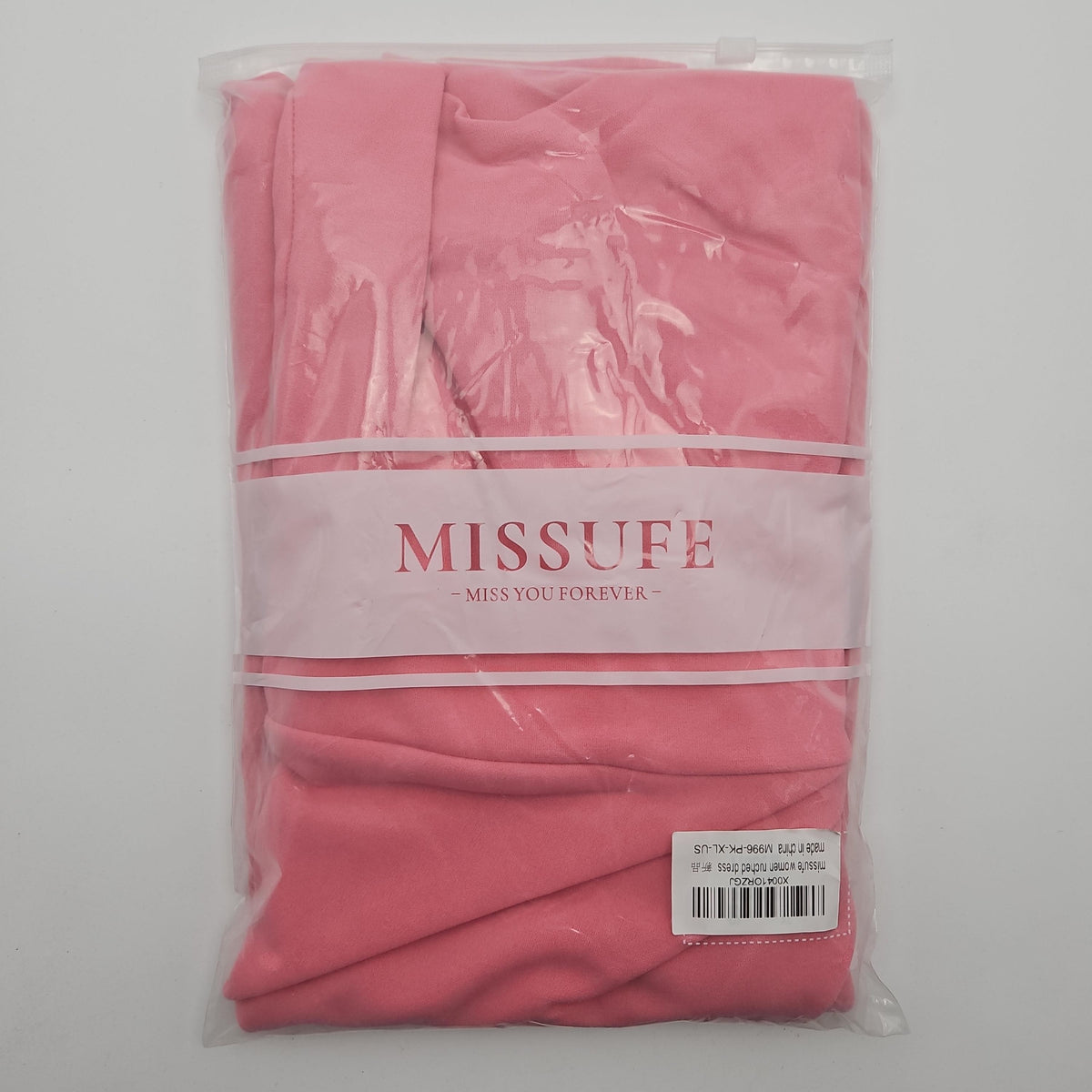 Missufe Women's Pink Ruched Dress, M996-PK-XL-US, XL